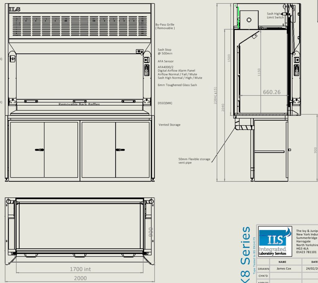 Solidworks Drawing of Fume Cupboard
